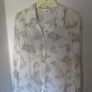 H&M Shirt Size 16 Off White Paisley Pattern NWT